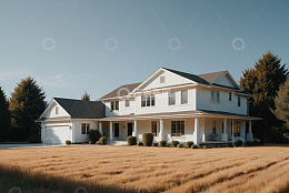 郊外独栋白色住宅外观