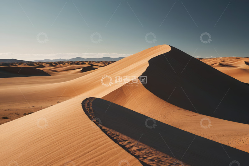 高清大图下载【趣麦麦图】广袤沙漠中的沙丘景观