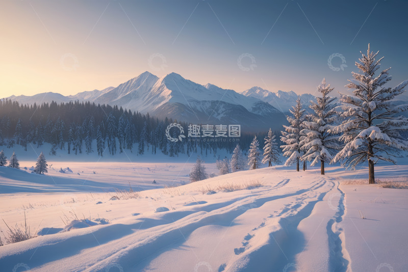 高清大图下载【趣麦麦图】雪后山林雪景风光
