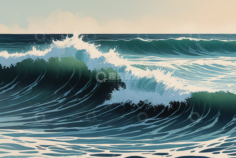 高清大图下载【趣麦麦图】海洋上翻涌的波浪景象