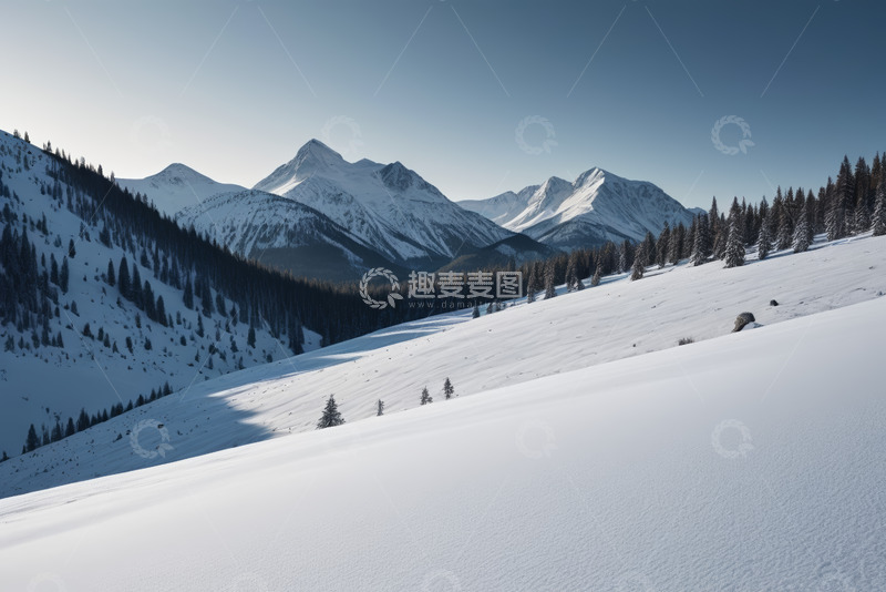 高清大图下载【趣麦麦图】雪山森林雪景风光