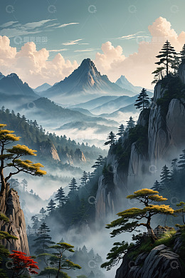 山峦森林云海自然景观