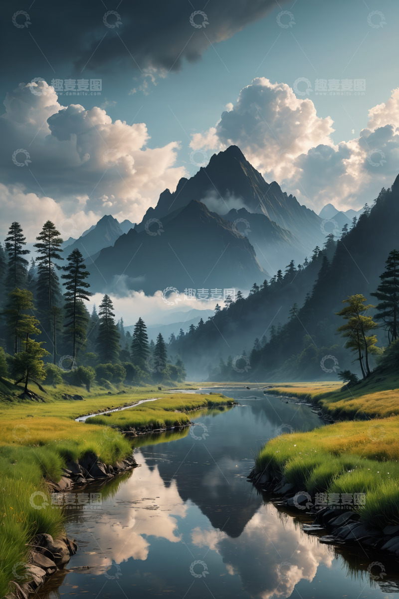 高清大图下载【趣麦麦图】山间河流森林自然风光