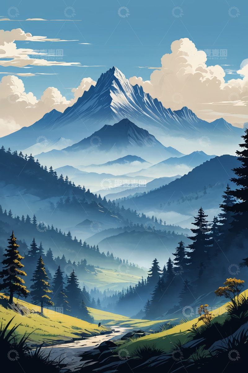 高清大图下载【趣麦麦图】山林间的自然风光全景