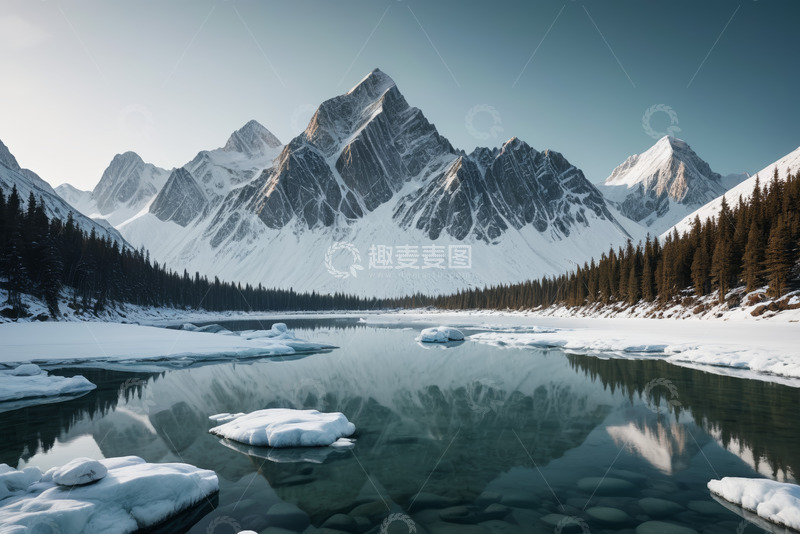 高清大图下载【趣麦麦图】雪山湖泊自然风光