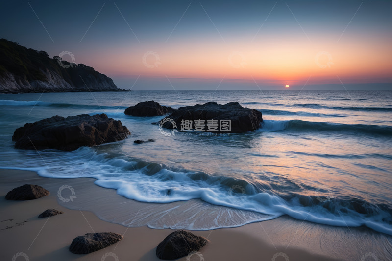 高清大图下载【趣麦麦图】海滩日落海景