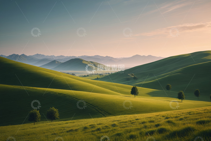 高清大图下载【趣麦麦图】绿色山丘自然风光全景