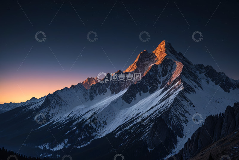 高清大图下载【趣麦麦图】雪山日出自然风光