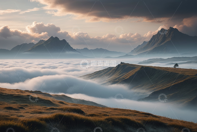 高清大图下载【趣麦麦图】山间云海日出自然风光