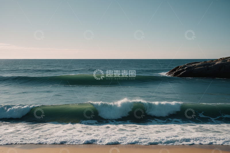 高清大图下载【趣麦麦图】海边海浪拍打沙滩景象