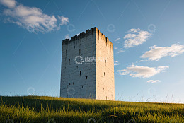 草地上的古老石塔