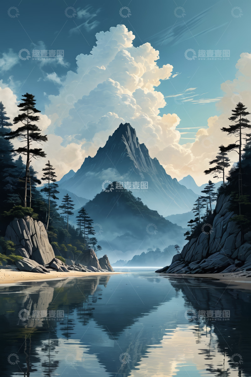 高清大图下载【趣麦麦图】山水相依自然风景