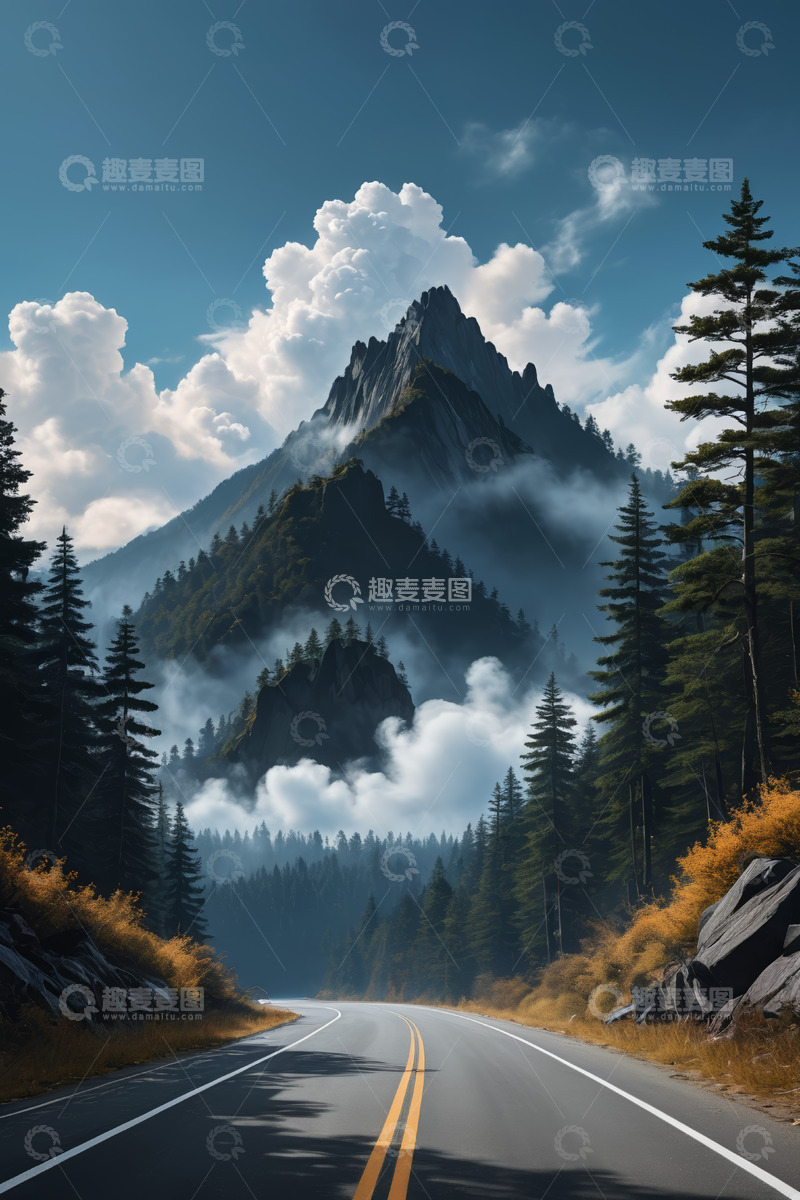 高清大图下载【趣麦麦图】山间公路自然风光