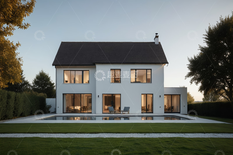 高清大图下载【趣麦麦图】现代别墅外观与庭院景观