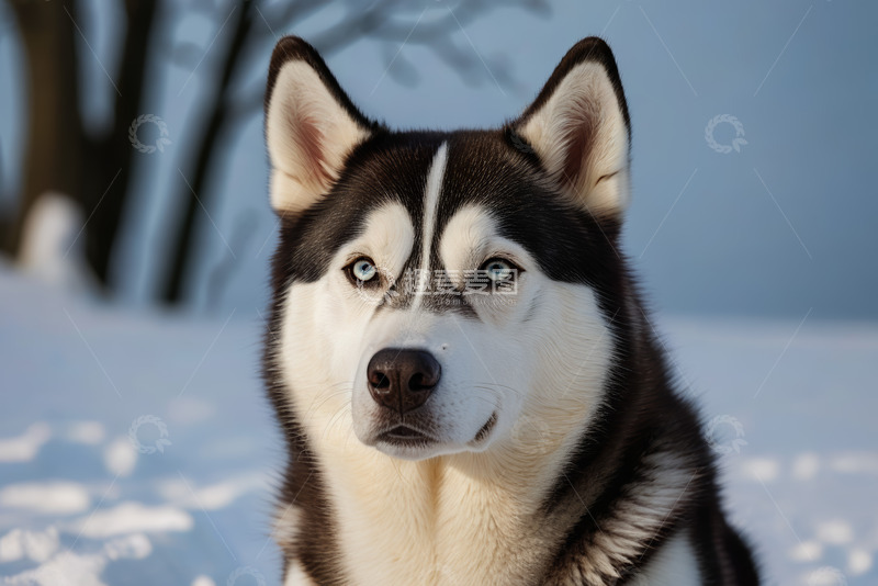 高清大图下载【趣麦麦图】雪地中的哈士奇特写