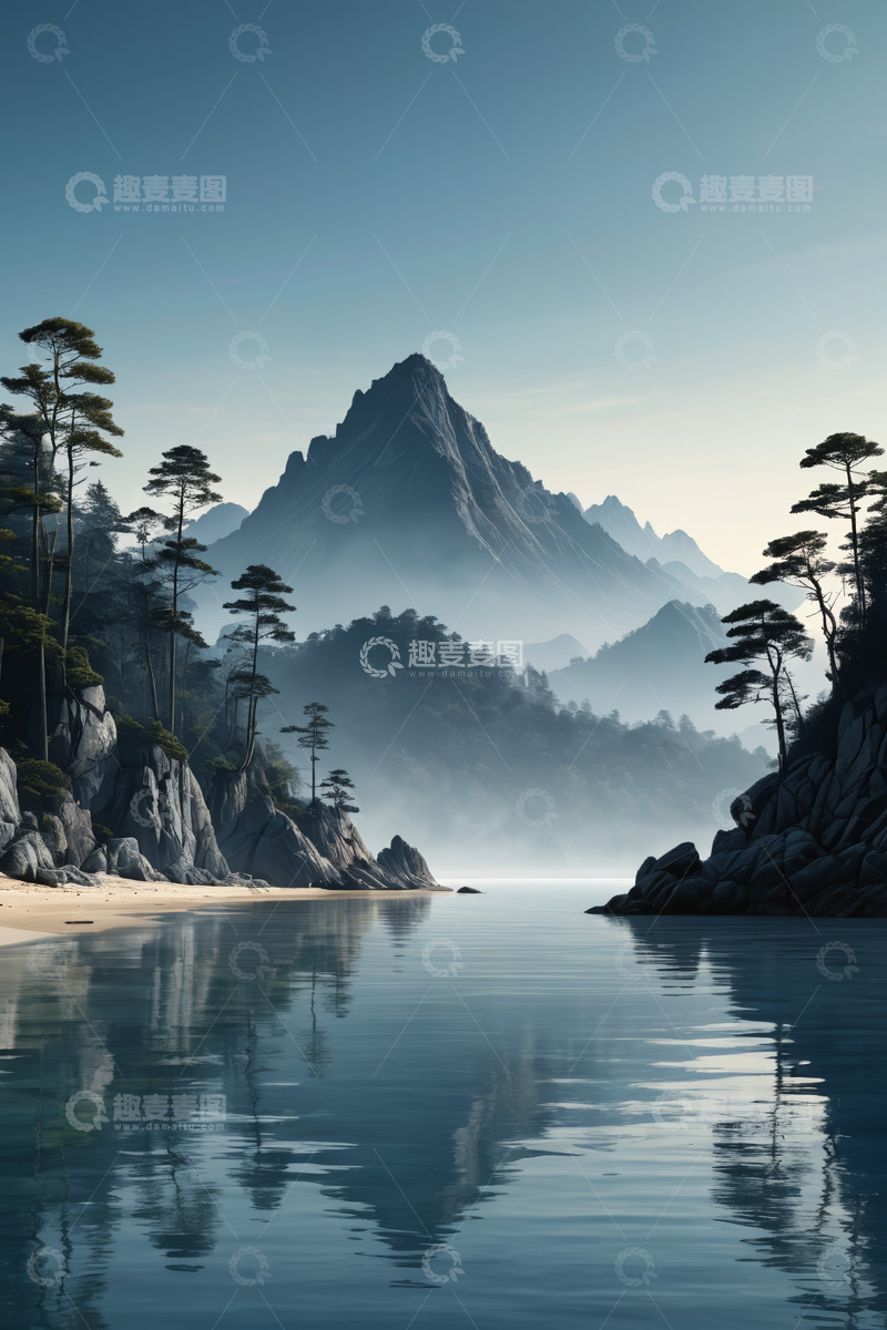 高清大图下载【趣麦麦图】山水相依的自然风光