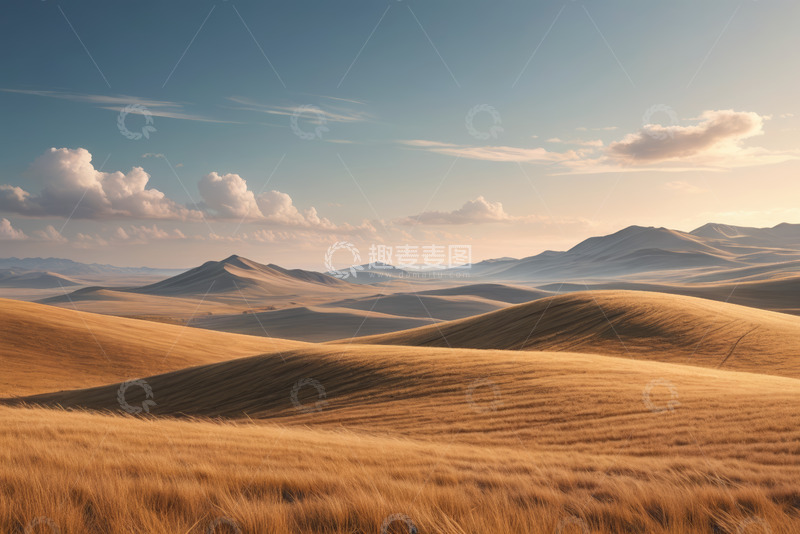 高清大图下载【趣麦麦图】广袤原野上的蓝天与连绵山丘