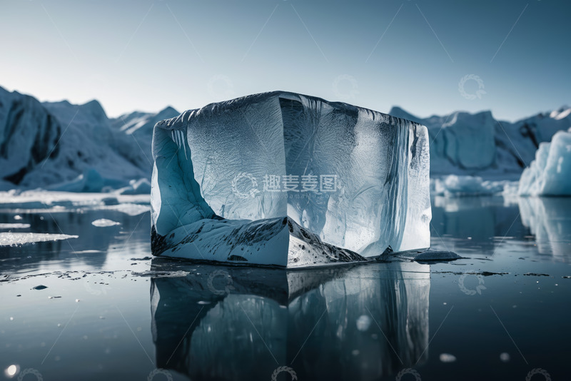 高清大图下载【趣麦麦图】户外冰川上的冰块特写