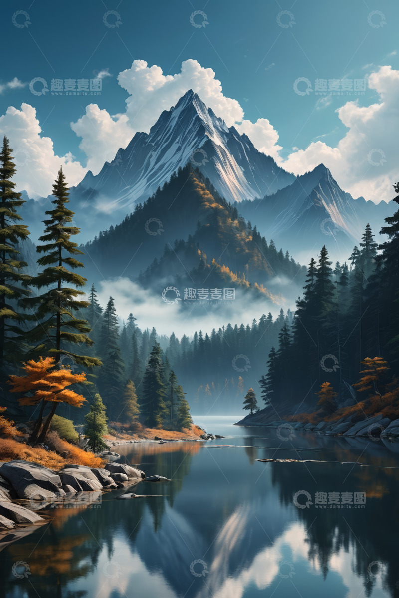 高清大图下载【趣麦麦图】山间湖泊自然风光景色