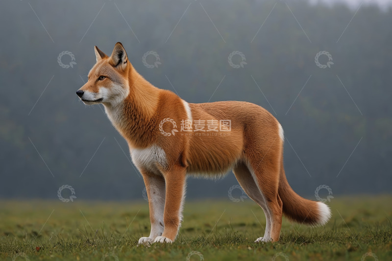 高清大图下载【趣麦麦图】站立在草地的野生动物豺