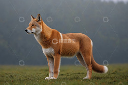 站立在草地的野生动物豺
