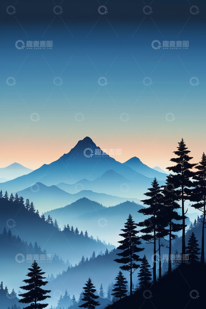 高清大图下载【趣麦麦图】山林暮色自然风光