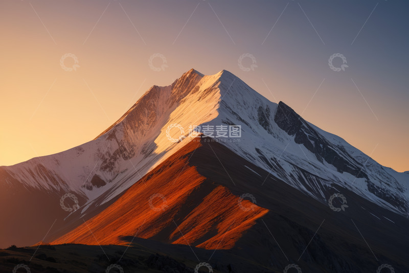 高清大图下载【趣麦麦图】夕阳下的雪山景观