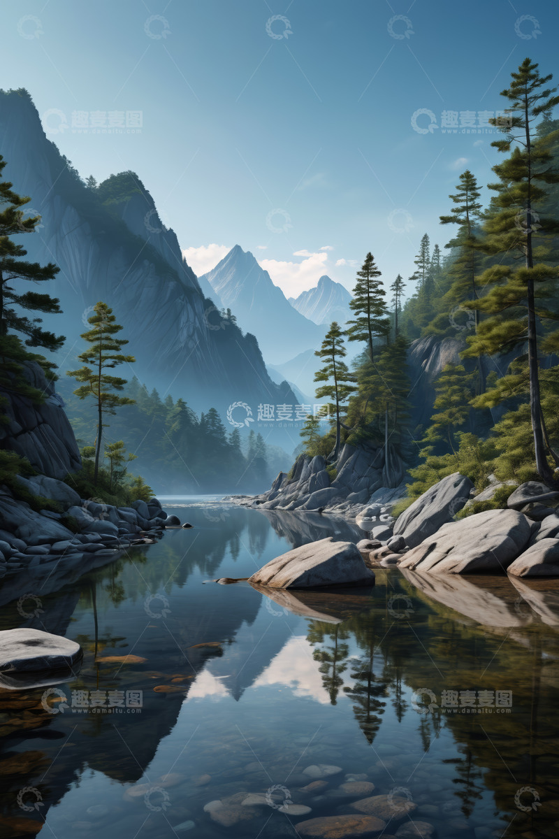 高清大图下载【趣麦麦图】山间河流森林自然风光