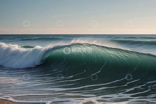 大海翻涌的波浪景象