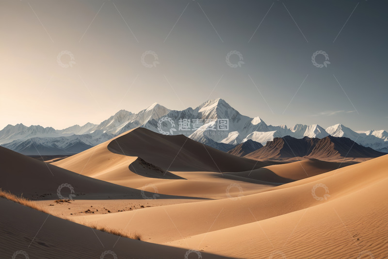 高清大图下载【趣麦麦图】沙漠与雪山自然风光全景