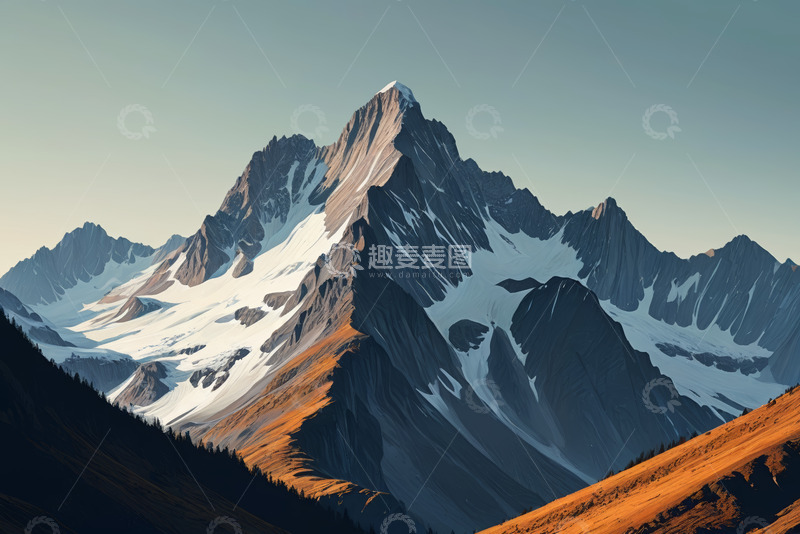 高清大图下载【趣麦麦图】雪覆山峰自然风光