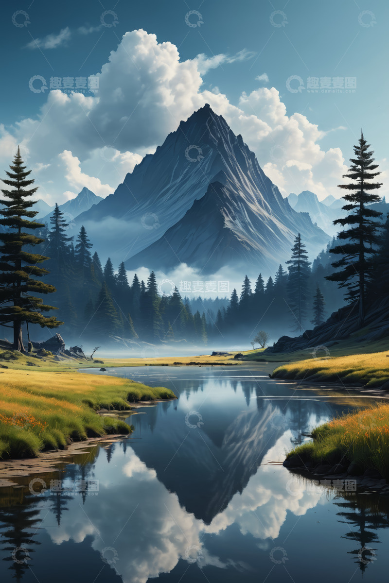 高清大图下载【趣麦麦图】山间湖泊自然风光美景