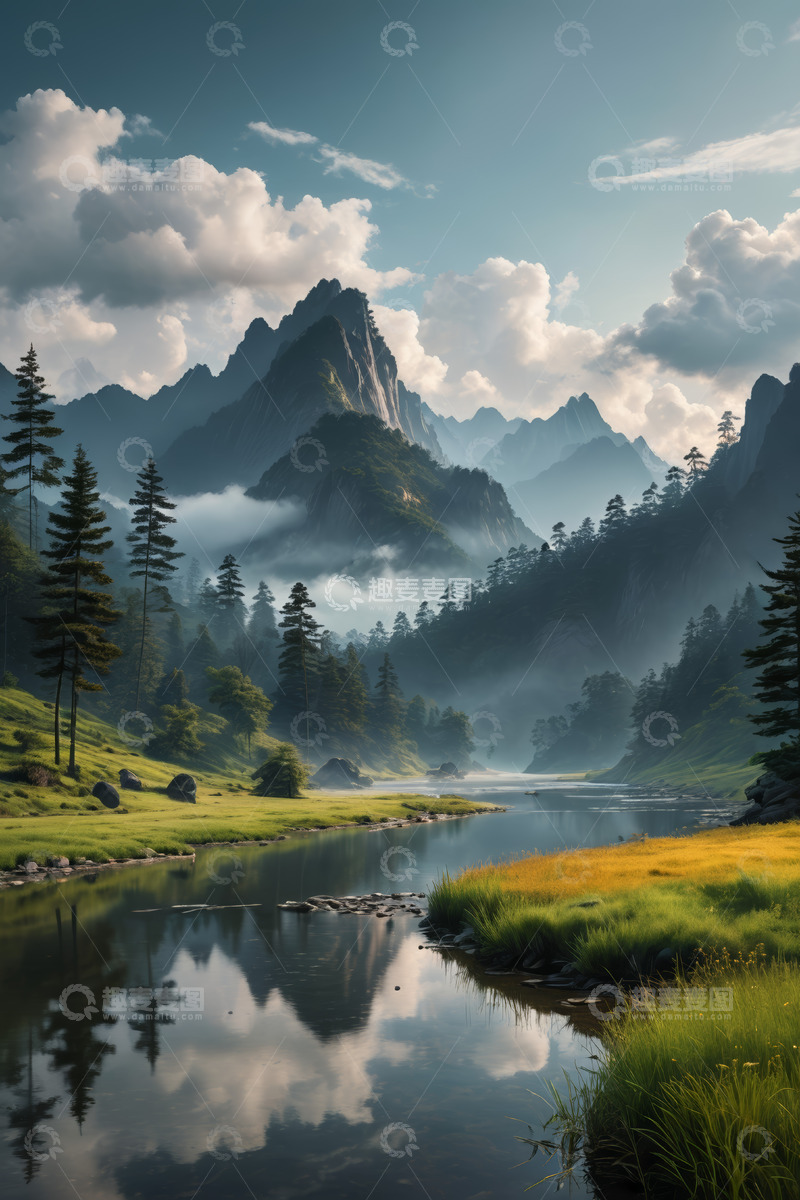 高清大图下载【趣麦麦图】山间河流森林自然风光