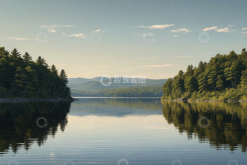 高清大图下载【趣麦麦图】静谧湖泊与森林自然风光