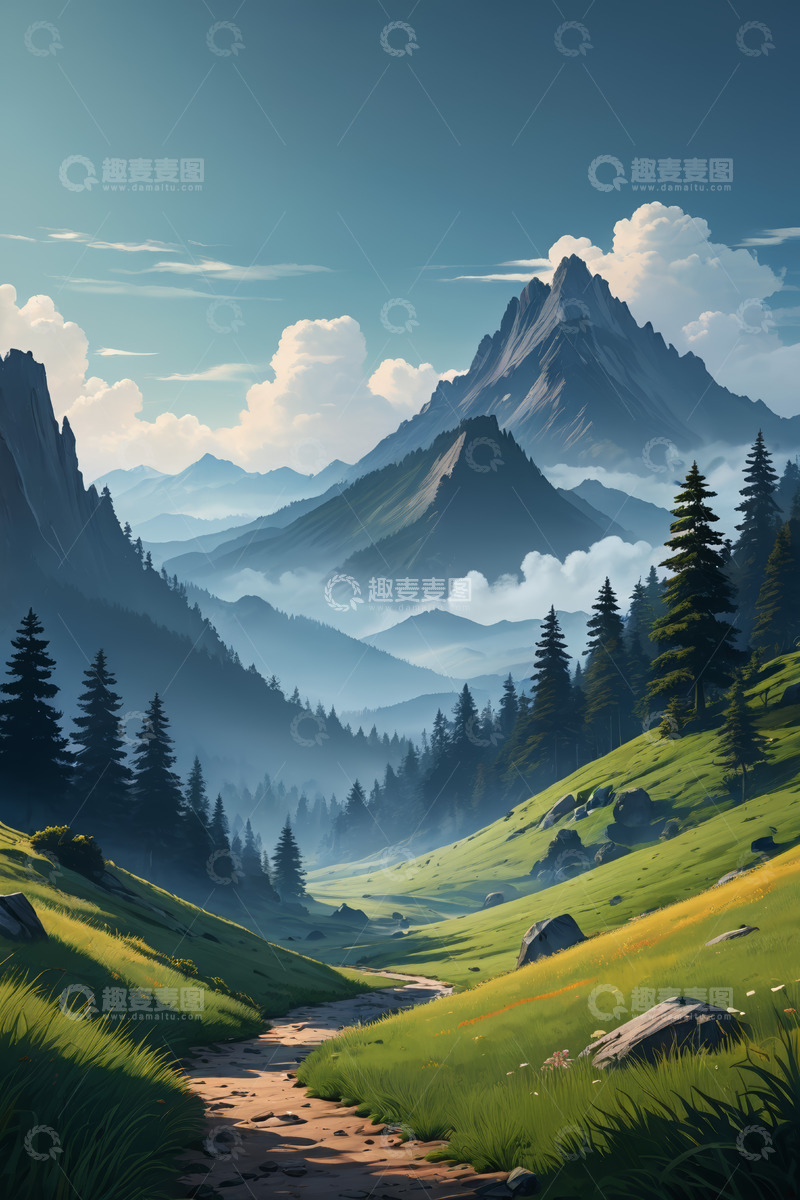 高清大图下载【趣麦麦图】山间森林风景