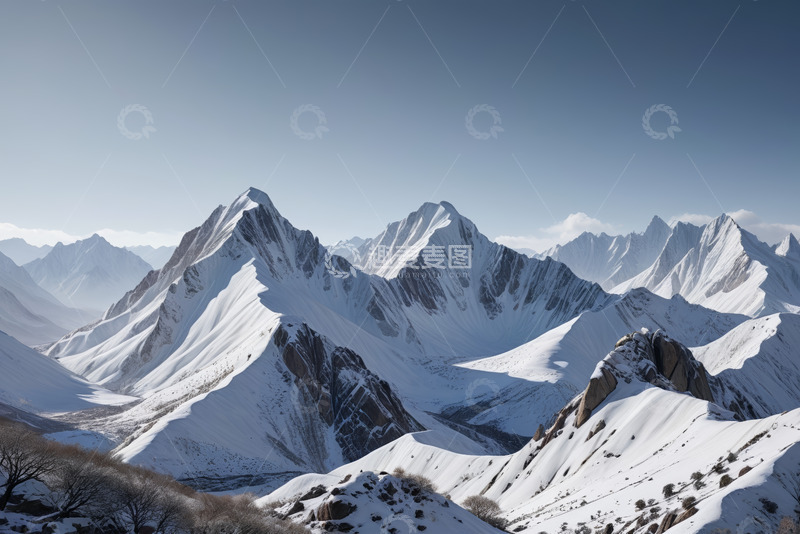 高清大图下载【趣麦麦图】雪山壮丽全景风光