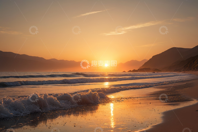 高清大图下载【趣麦麦图】海滩日出海景