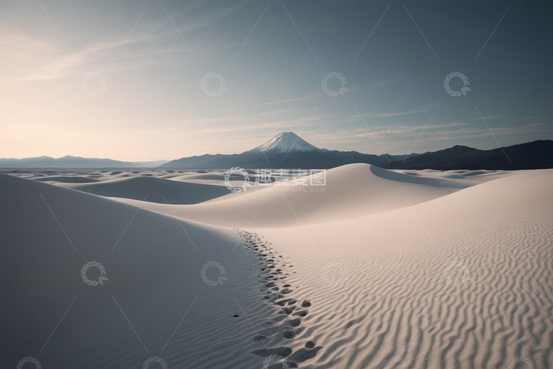 高清大图下载【趣麦麦图】沙漠沙丘与远处雪山风景