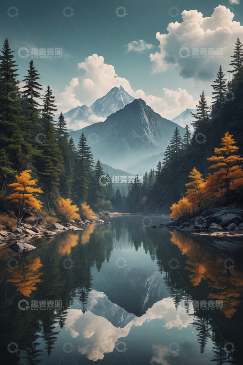 高清大图下载【趣麦麦图】山林湖泊自然风光景色