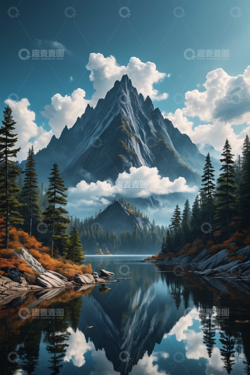 高清大图下载【趣麦麦图】高山湖泊森林自然风光