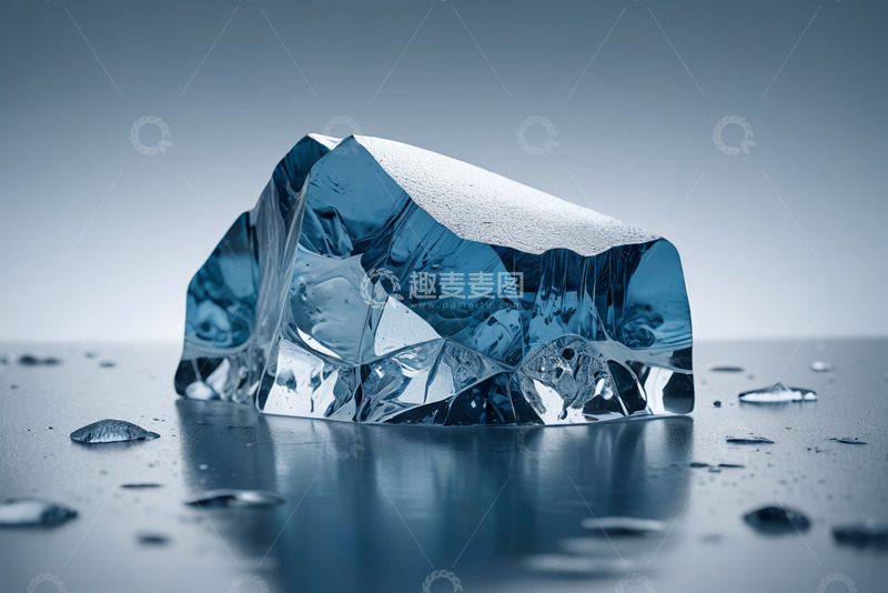 高清大图下载【趣麦麦图】蓝色透明水晶冰块特写