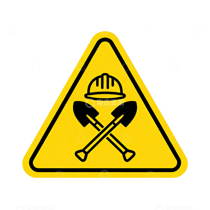 高清大图下载【趣麦麦图】-工地警示安全帽铲子标志