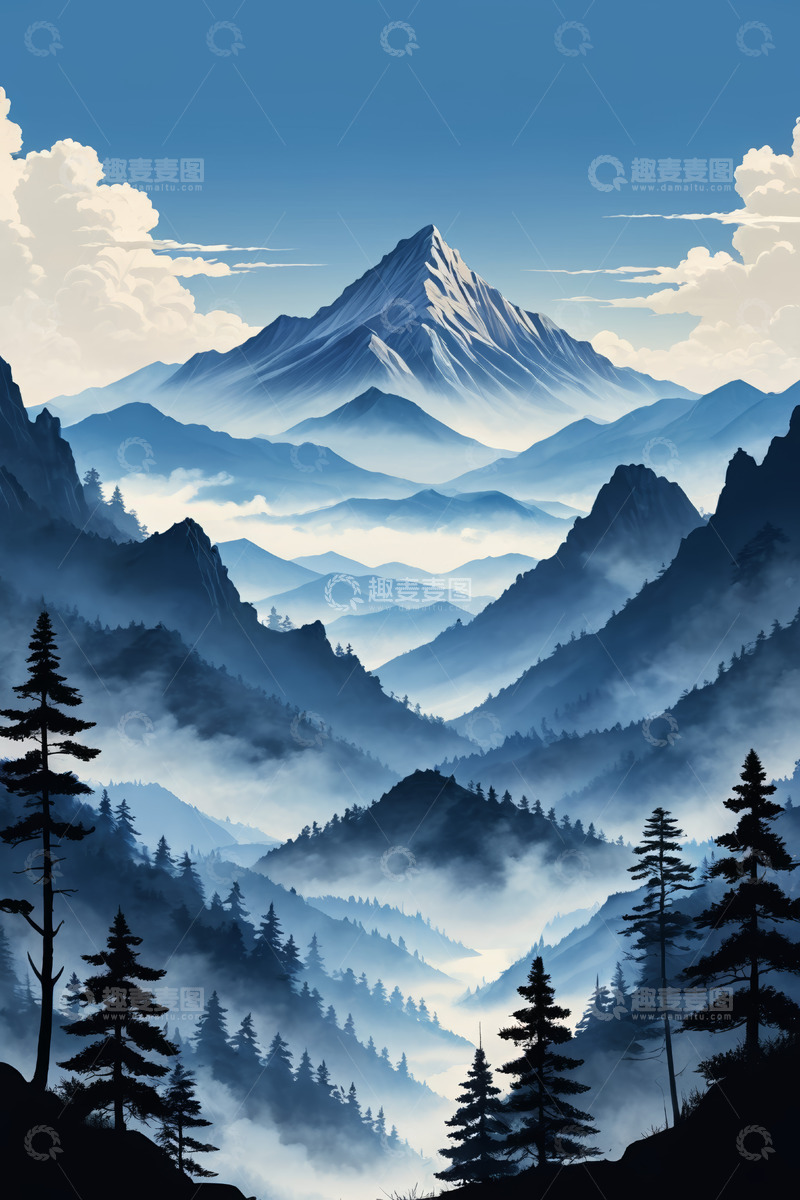 高清大图下载【趣麦麦图】山峦云海森林自然风光