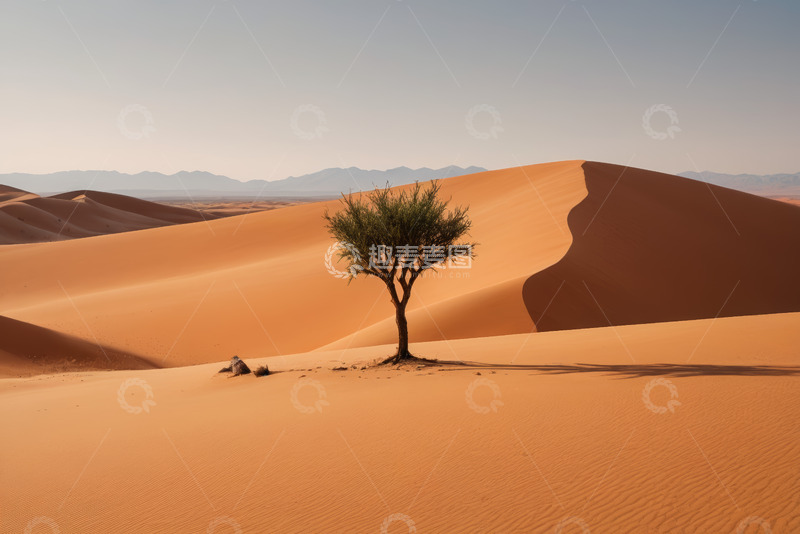 高清大图下载【趣麦麦图】沙漠中孤独的树木景观