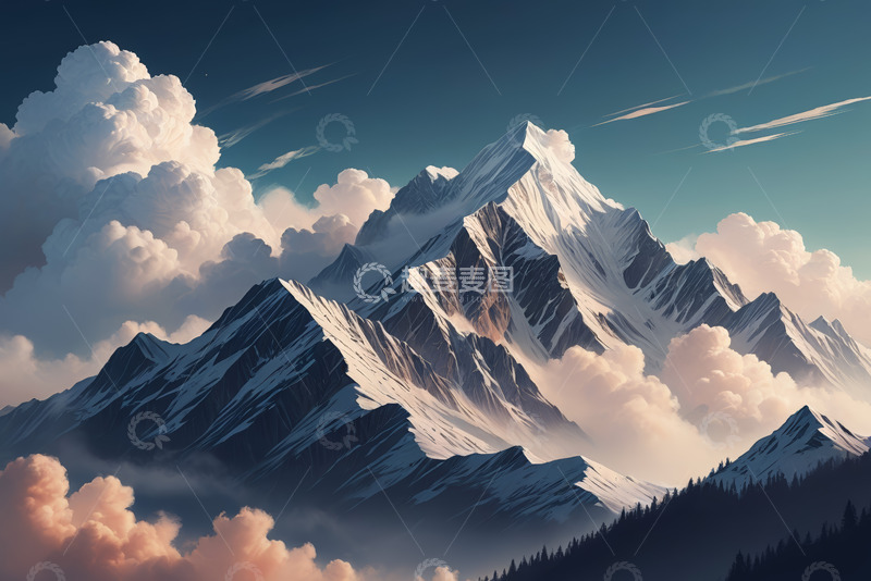 高清大图下载【趣麦麦图】雪山云海自然风光景观