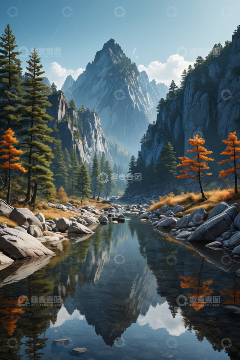 高清大图下载【趣麦麦图】山间溪流森林自然风光