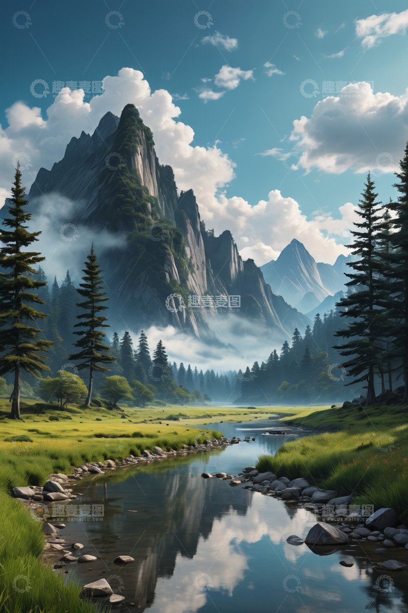 高清大图下载【趣麦麦图】山间溪流森林自然风光