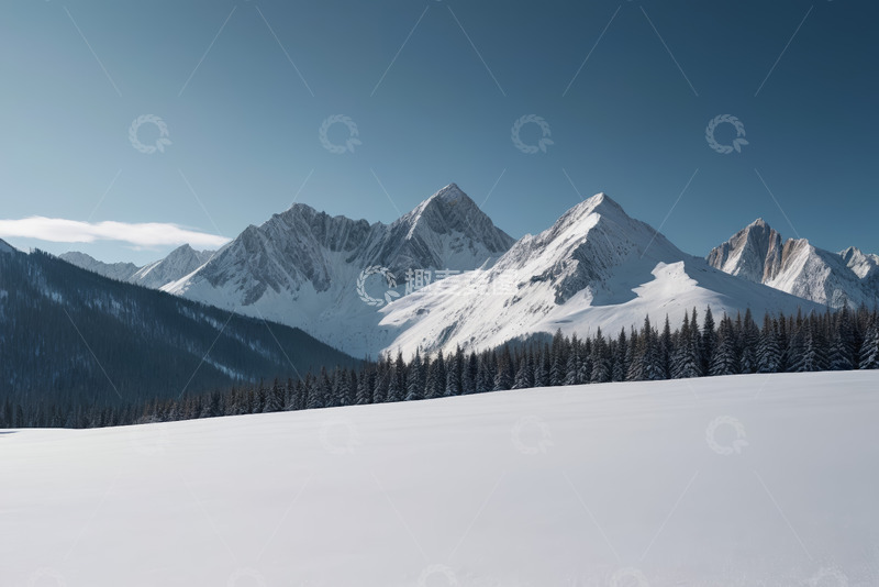 高清大图下载【趣麦麦图】雪山森林雪景自然风光