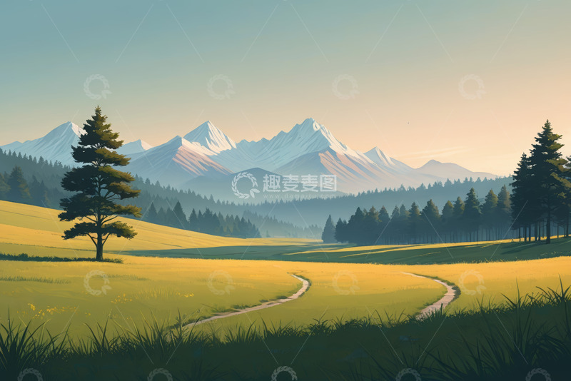 高清大图下载【趣麦麦图】山间草地森林自然风光