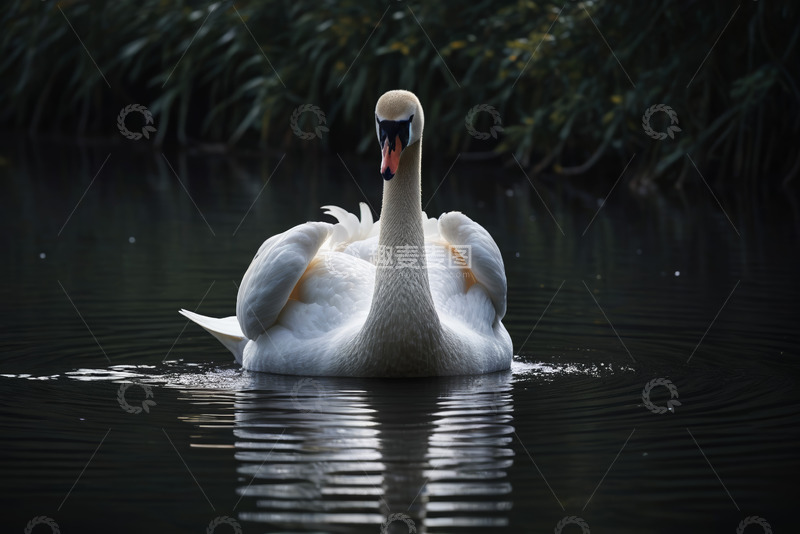 高清大图下载【趣麦麦图】水中天鹅优雅游弋